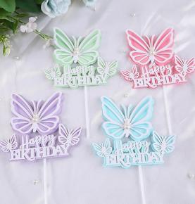 Happy birthday butterfly cake topper