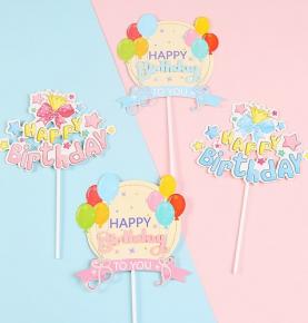 Pink and blue balloon cake topper