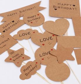 DIY Happy birthday kraft paper cake topper