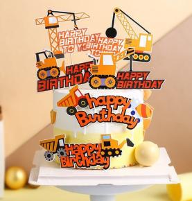 Cartoon engineering car cake topper