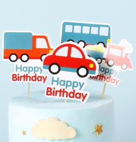 Cartoon Car & Plane Cake Topper