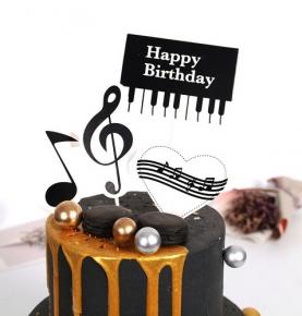 Piano note cake topper