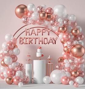 Pearl Rose Gold Birthday Balloon Set