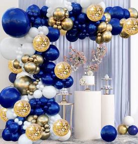 131pcs Navy Blue Gold White Balloon Arch Set
